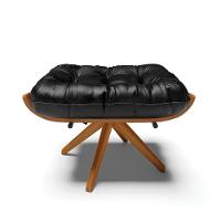 Puff Giratório Costela Corano Preto Base Madeira - 6