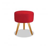 Puff Pufe Banqueta para Make Sala Quarto Suede Vermelho - 1