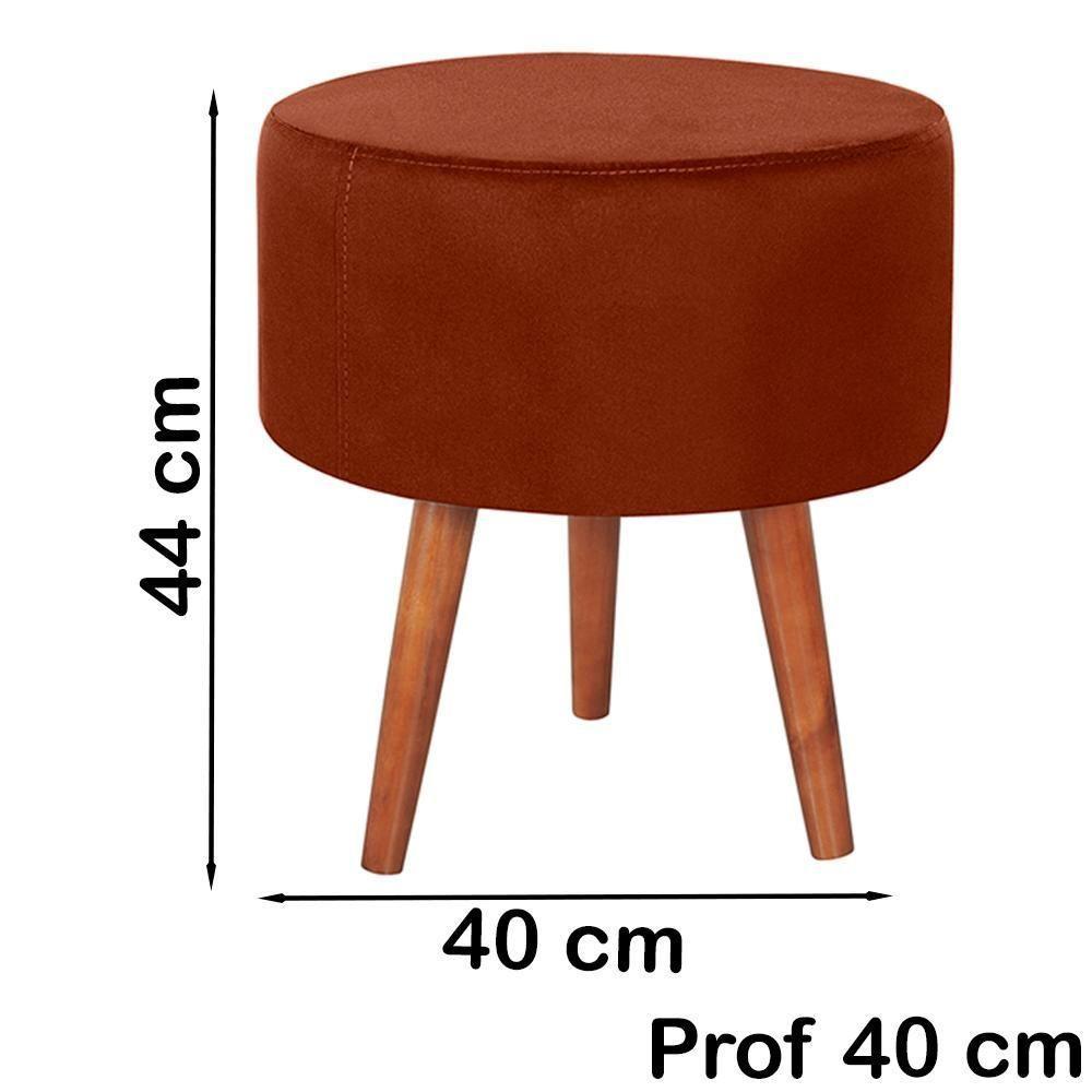 Puff Puf Redondo Pes Palito 44x40cm Suede Terra Cota Mpassos Terra Cota - 3