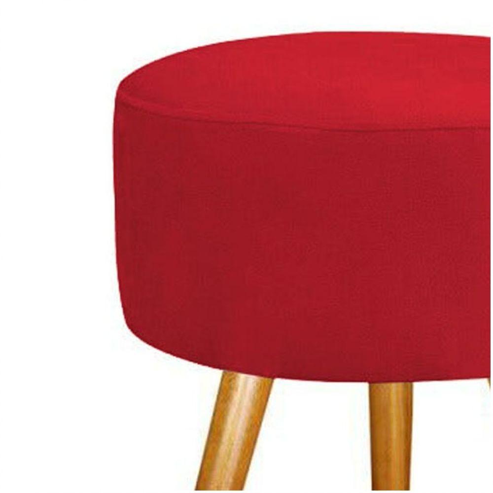 Puff Pufe Banqueta Para Make Sala Quarto Suede Vermelho - 2