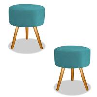 Voltar Combo Puff Magnus Redondo Decorativo Pé Palito Azul Tiffany - 1