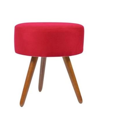 Puff RedondoDe Estar Pé Palito Suede Vermelho