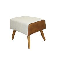 Puff Viseo Composê Linho com Corano Camel Pés de Madeira - 1