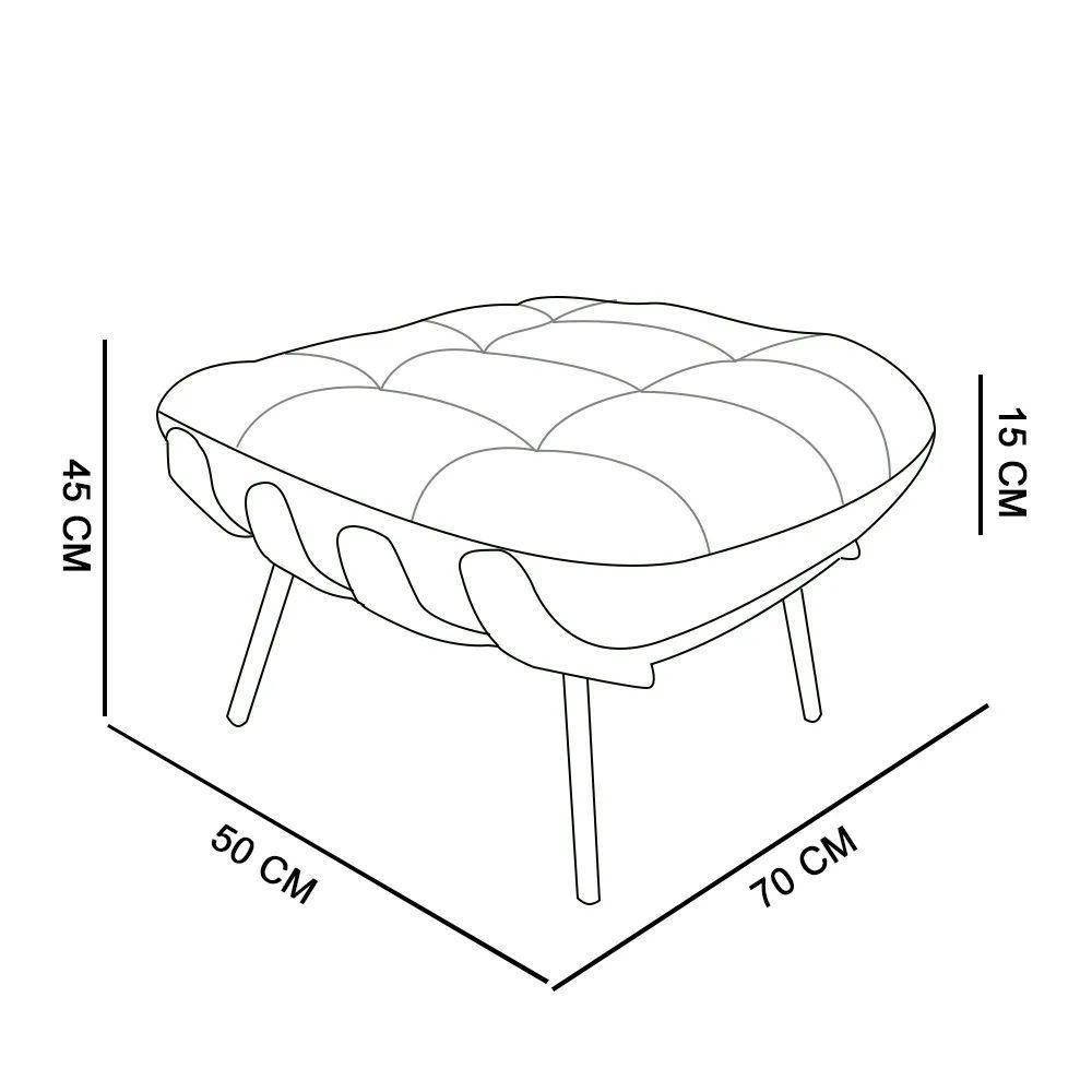 Kit 02 Puffs Costela Corino Base Metálica Preto Preto - 2