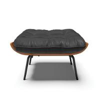 Kit 02 Puffs Costela Corino Base Metálica Preto Preto - 5