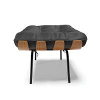 Kit 02 Puffs Costela Corino Base Metálica Preto Preto - 7