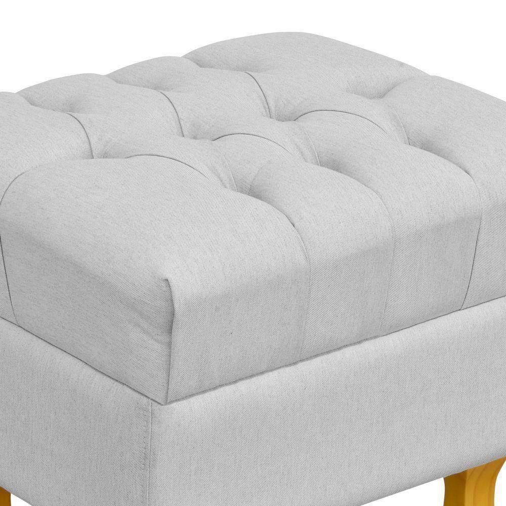 Kit 02 Puffs Decorativos París Luis Xv Capitone Linho Cinza - 2