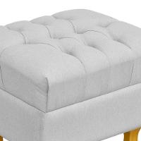 Kit 02 Puffs Decorativos París Luis Xv Capitone Linho Cinza - 2