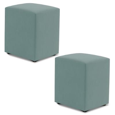 Kit 02 Puffs Decorativos Sala De Estar Quadrado 36x47cm Veludo Acqua - Desk Design