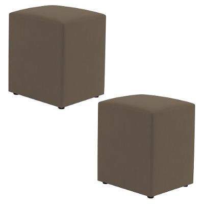 Kit 02 Puffs Decorativos Sala De Estar Quadrado 36x47cm Suede Capuccino - Desk Design