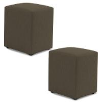 Kit 02 Puffs Decorativos Sala De Estar Quadrado 36x47cm Linho Cacau - Desk Design - 1