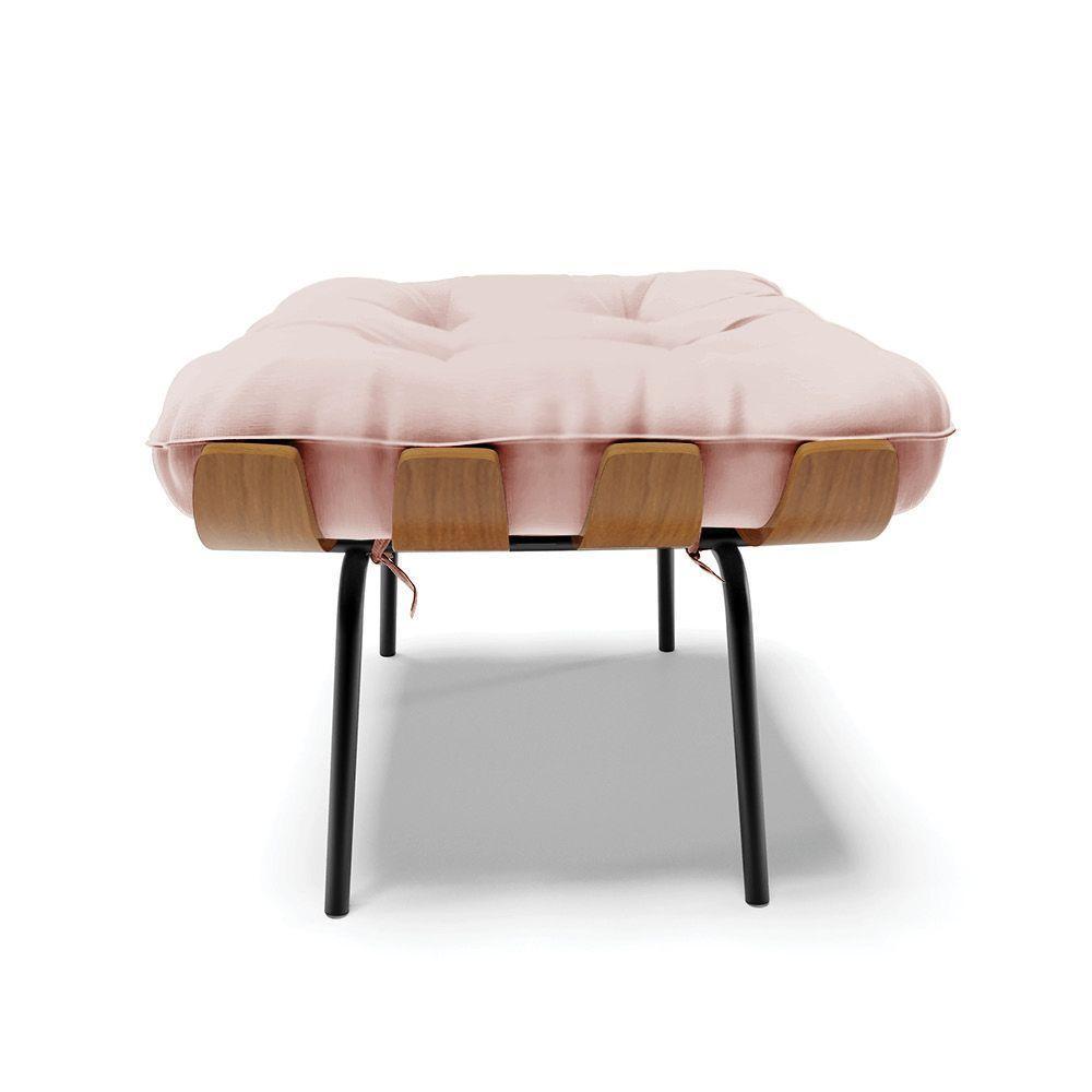 Kit 02 Puffs Costela Veludo Verde Base Metálica Preto - 7