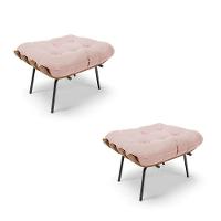 Kit 02 Puffs Costela Veludo Verde Base Metálica Preto - 1