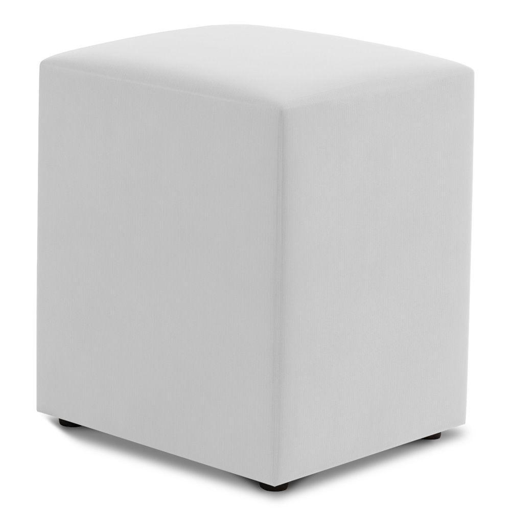 Kit 02 Puffs Decorativos Sala De Estar Quadrado 36x47cm Sintético Branco - Desk Design - 4