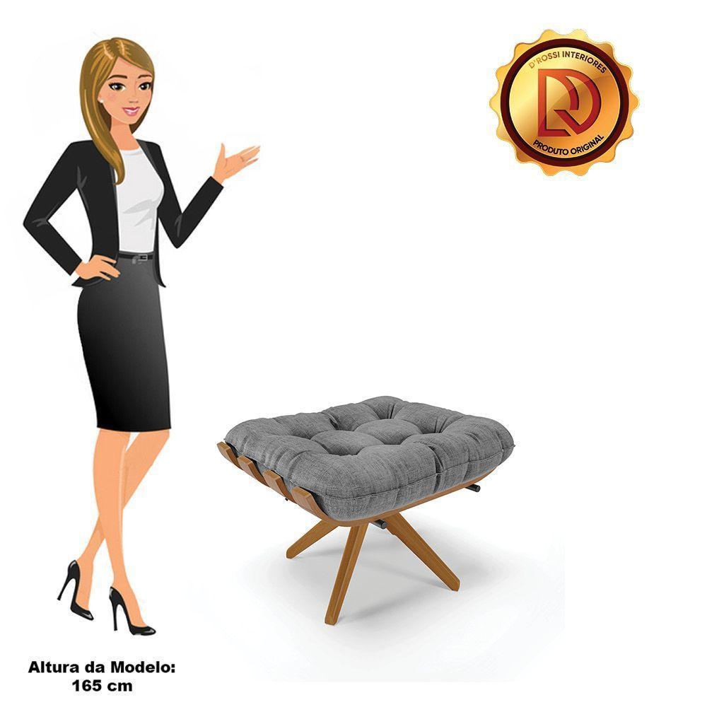 Kit 02 Puffs Giratório Costela Linho Base Madeira Grafite - 4