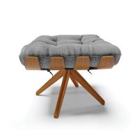 Kit 02 Puffs Giratório Costela Linho Base Madeira Grafite - 7