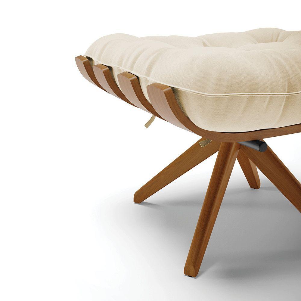 Kit 02 Puffs Giratório Linho Base Madeira - D'rossi Bege - 5