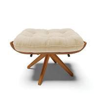 Kit 02 Puffs Giratório Linho Base Madeira - D'rossi Bege - 6