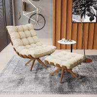 Kit 02 Puffs Giratório Linho Base Madeira - D'rossi Bege - 8