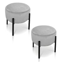 Kit 02 Puffs Iron Suede Cinza Base Palito - 1