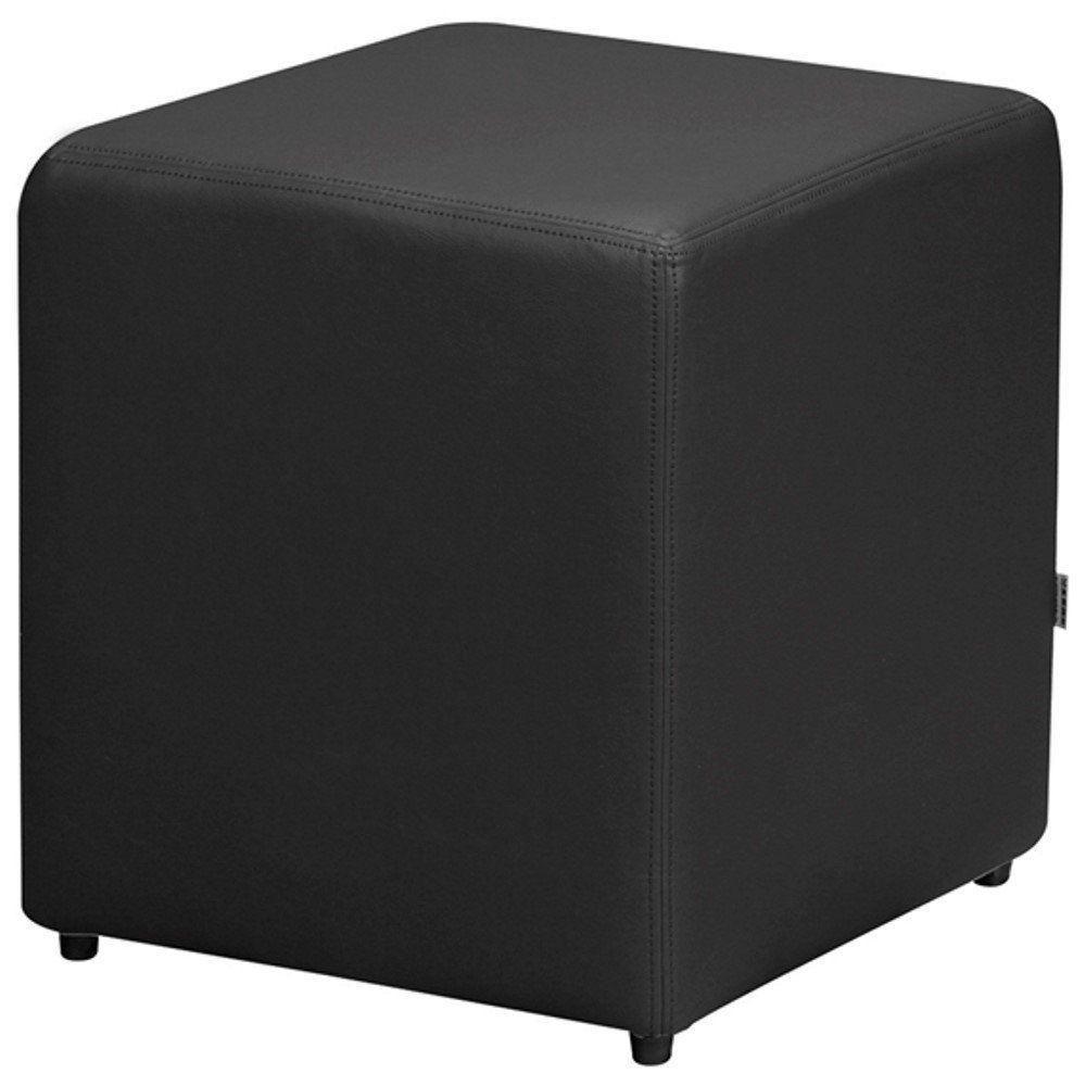 Kit 02 Puffs Quadrado L02 Corino Preto - 4