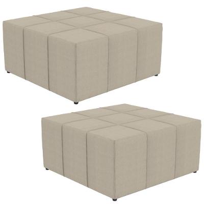 Kit 02 Puffs Quadrado Milano 90x90cm W01 Linho Bege