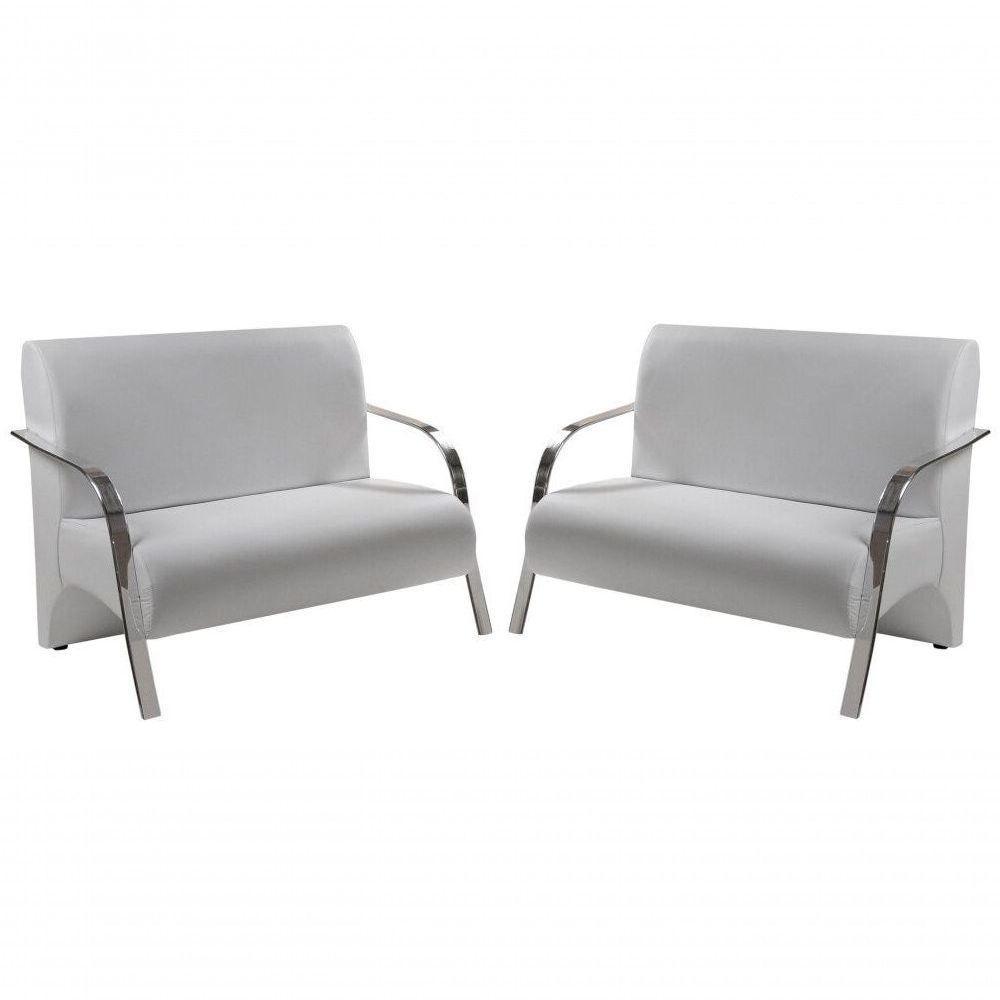 Kit 02 Poltrona Vênus 2 Lugar Braço Alumínio (Courino) - 1