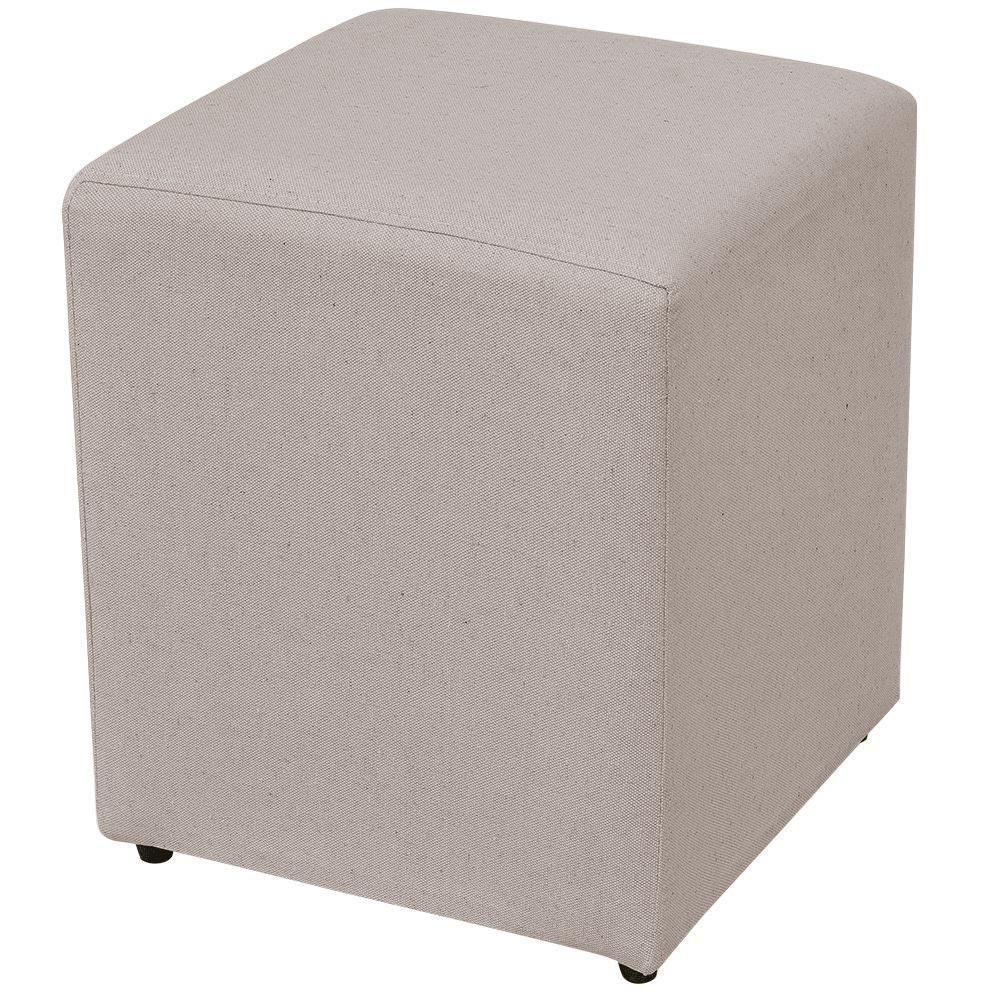 Kit 02 Puffs Quadrado L02 Sala De Estar Linho Bege - 4