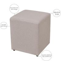 Kit 02 Puffs Quadrado L02 Sala De Estar Linho Bege - 3