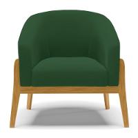 Kit 01 Poltrona E 01 Puff Base Madeira Castanho Cor Verde - 7