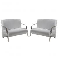 Kit 02 Poltrona 2 Lugar Braço Alumínio Branco - 1