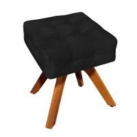 Kit 02 Puffs Giratório Elisa Suede Base Madeira Mm30 Preto - 2