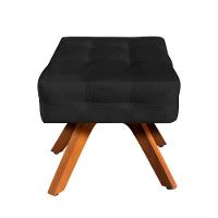 Kit 02 Puffs Giratório Elisa Suede Base Madeira Mm30 Preto - 3