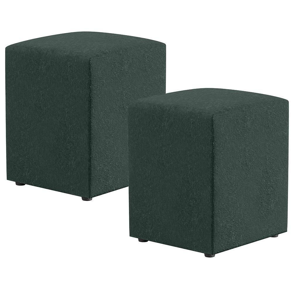Kit 02 Puffs Quadrado L02 Linho Verde - 1