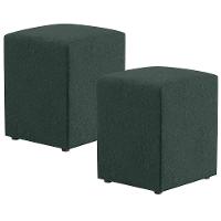 Kit 02 Puffs Quadrado L02 Linho Verde - 1