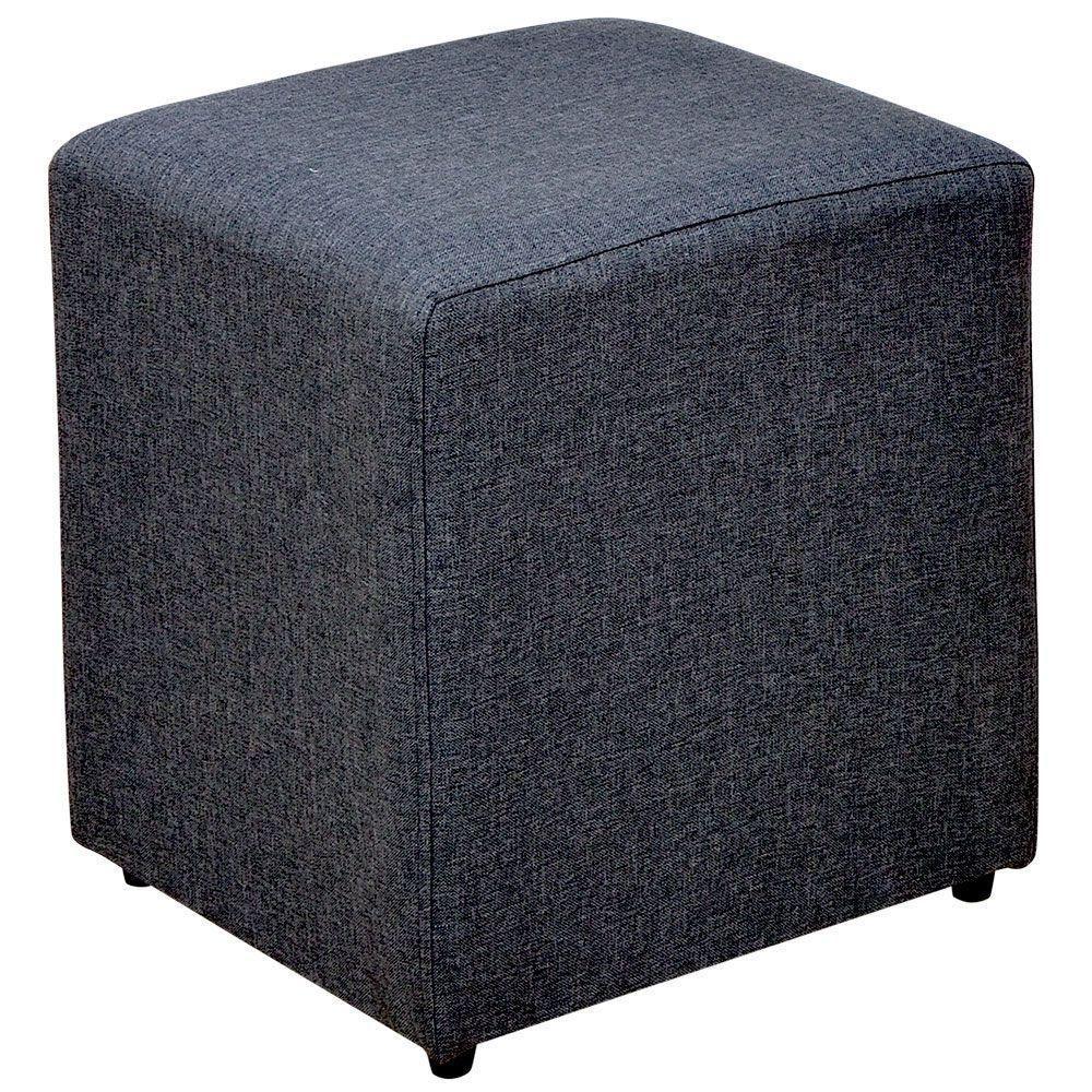 Kit 02 Puffs Quadrado L02 Sala De Estar Linho Chumbo - 2