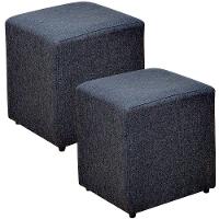 Kit 02 Puffs Quadrado L02 Sala De Estar Linho Chumbo - 1