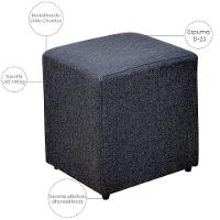 Kit 02 Puffs Quadrado L02 Sala De Estar Linho Chumbo