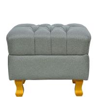 Kit 02 Puffs París Luis Xv Capitone Linho Cinza Escuro - 3