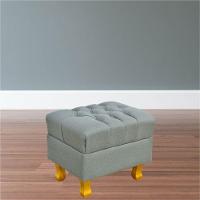 Kit 02 Puffs París Luis Xv Capitone Linho Cinza Escuro - 5