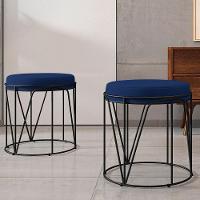 Kit 03 Puffs Aramado Preto Zaya L02 Suede Azul Marinho - 7