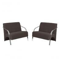 Kit 2 Poltronas 2 Lugares Vênus Braço Alumínio Suede - 1