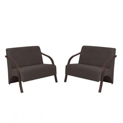 Kit 2 Poltronas Namoradeira 2 Lugares Vênus Suede D Salla