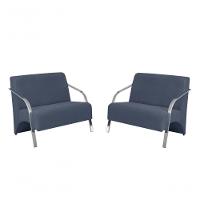 Kit 2 Poltronas 2 Lugares Vênus Braço Alumínio Suede - 1
