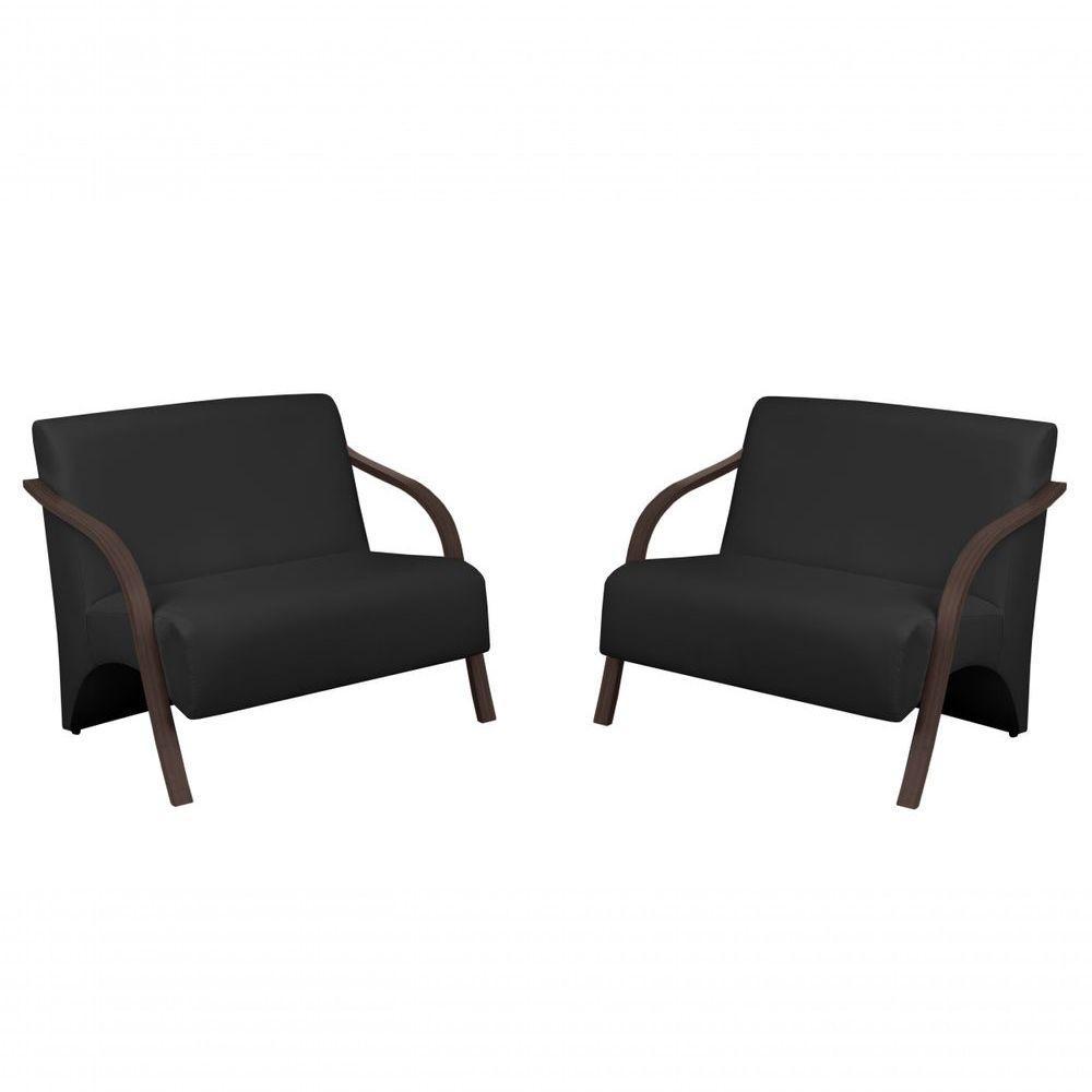 Kit 2 Poltronas Vênus 2 Lugares Braço Madeira - 1