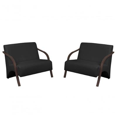 Kit 2 Poltronas Namoradeira Vênus 2 Lugares Couro Sintético D Salla