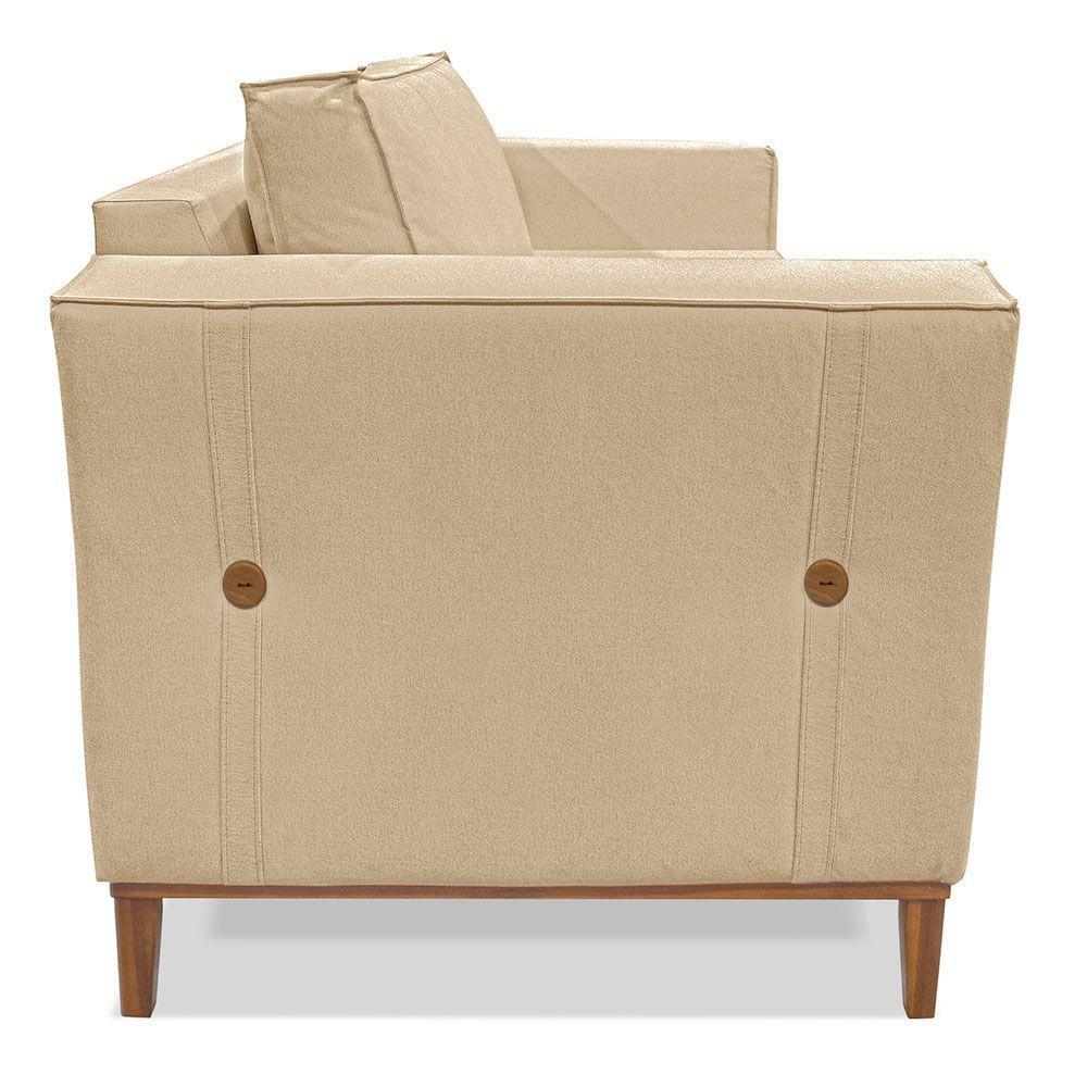 Kit 2 Poltronas Para Vega Linho Pés Castanho Dourado - 5