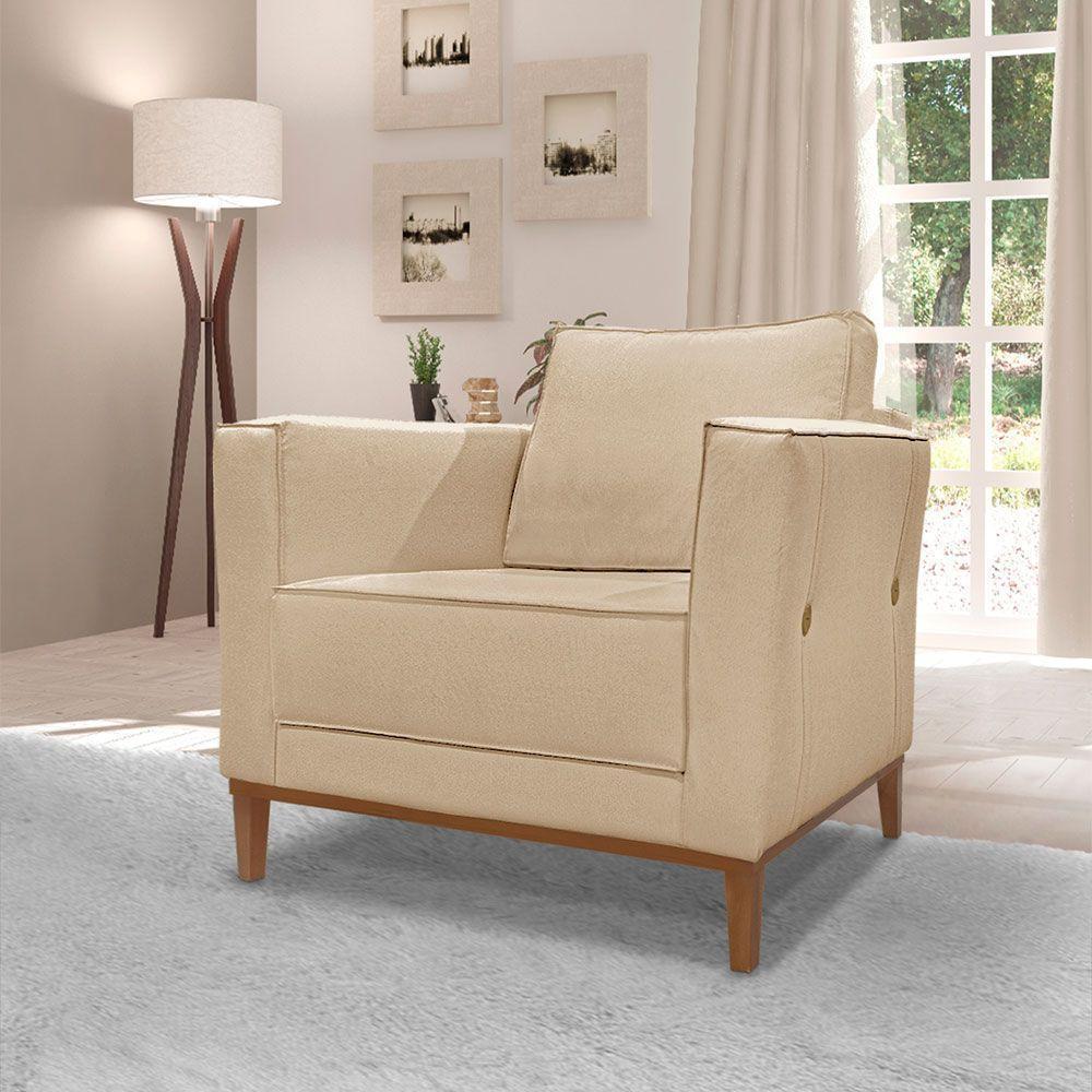 Kit 2 Poltronas Para Vega Linho Pés Castanho Dourado - 8