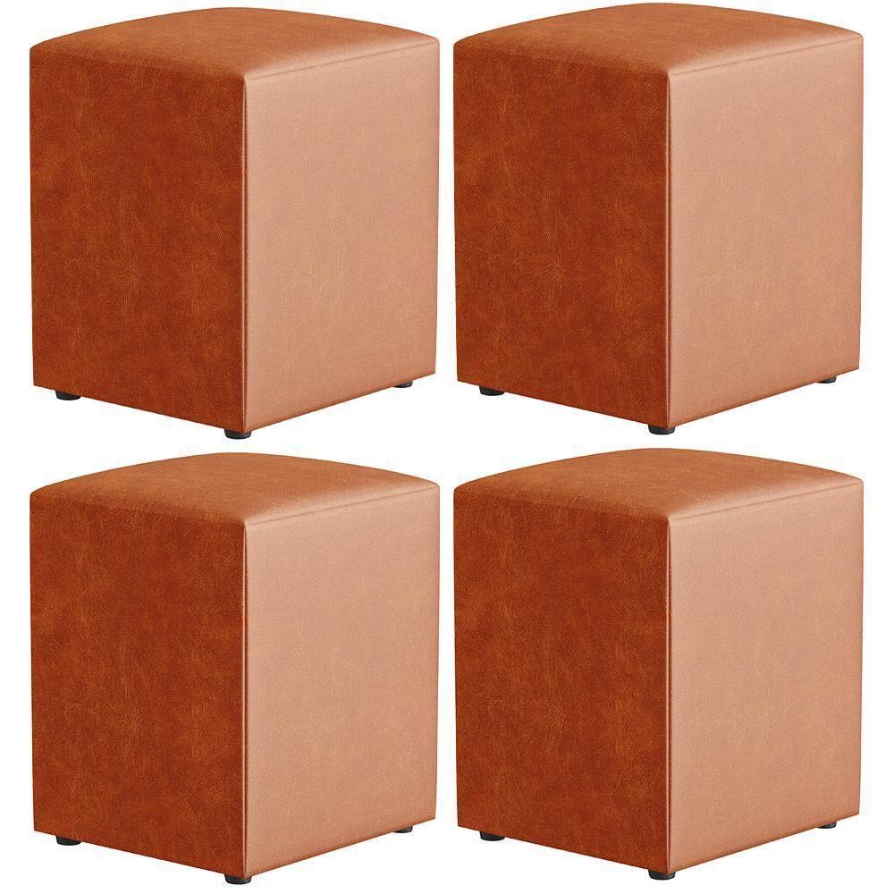 Kit 04 Puffs Quadrado L02 Couríssimo Camel - 1