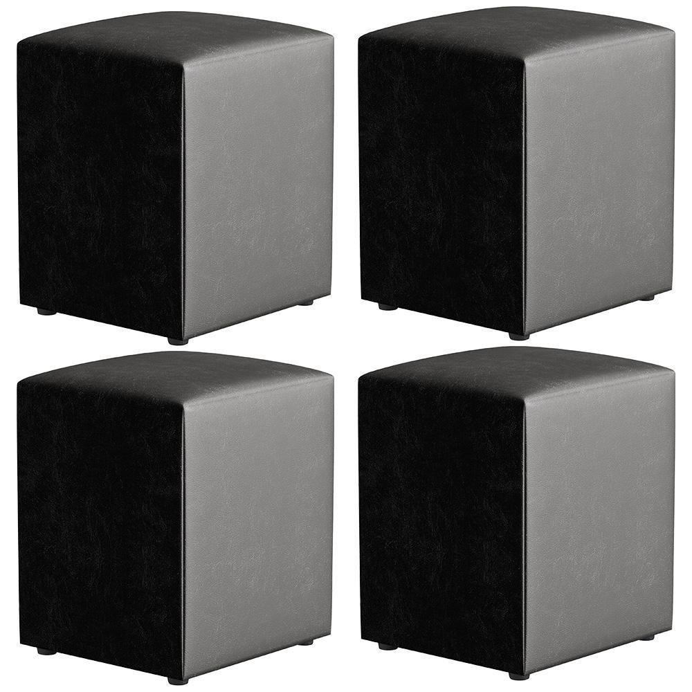Kit 04 Puffs Quadrado L02 Couríssimo Preto Brilho - 1